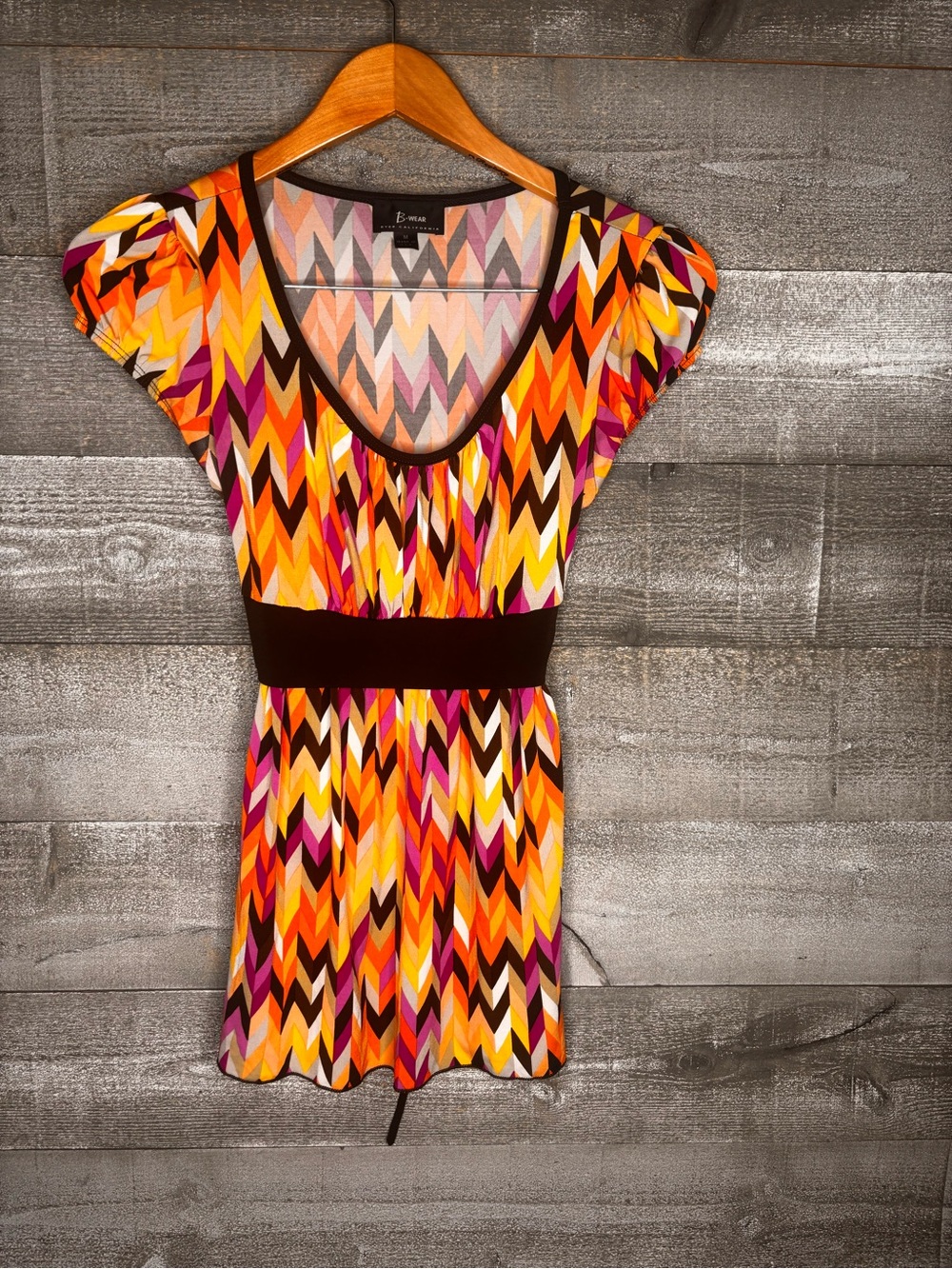 B-Wear Byer California vintage 2000s Y2k multi color babydoll tie front top